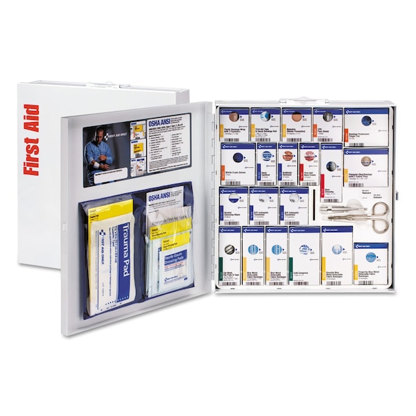 First Aid Only ANSI 2015 SmartCompliance Food Service First Aid Kit wo Medication 260 Pieces Metal Case FAO746006021 - main